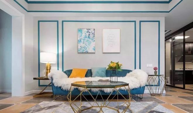 必赢app官网101平3房2厅美式风装修静谧蓝装饰出高雅的家居氛围感(图1)